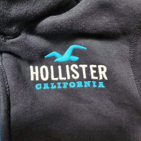 Hollister Sweater Medium Blue High Collar Full Double Zip Spell Out Jacket - Picture 5 of 8
